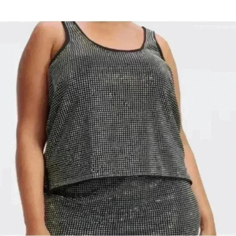 Good American diamond knit black tank
